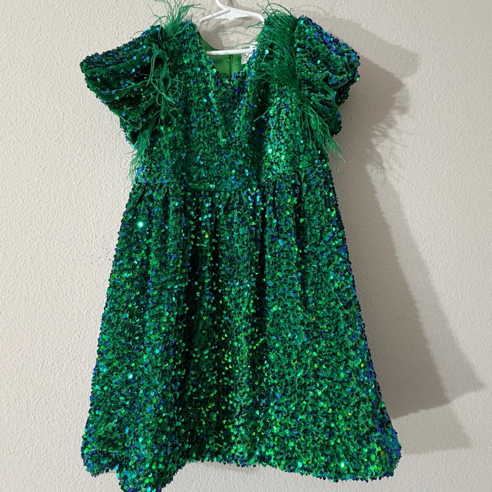 LOLA + the boys EMERALD SHIMMER PARTY girls DRESS - Picture 6 of 13